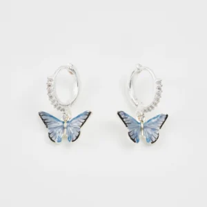 Fable Blue Butterfly Silver Earrings