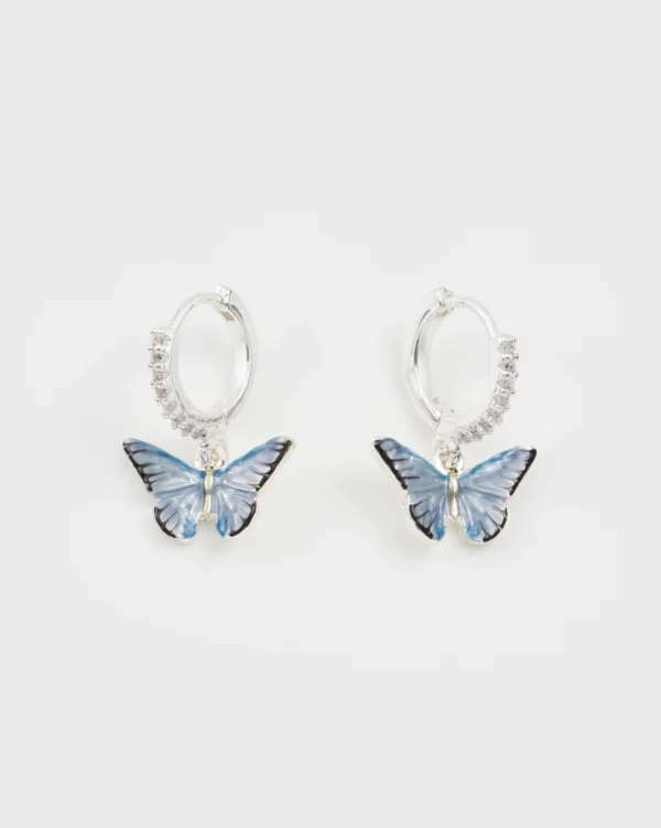 Fable Blue Butterfly Silver Earrings