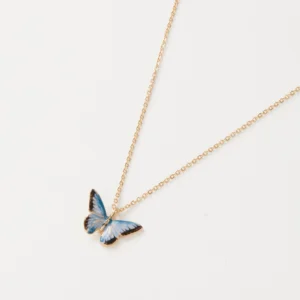 Fable Enamel Blue Butterfly Short Necklace