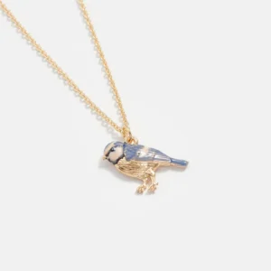 Fable Enamel Blue Tit Short Necklace