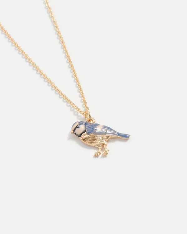 Fable Enamel Blue Tit Short Necklace