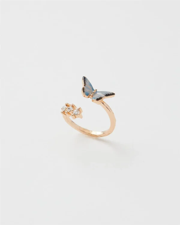 Fable Enamel Blue Butterfly Ring - Image 2