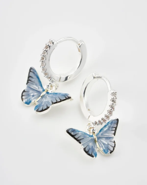 Fable Blue Butterfly Silver Earrings - Image 2