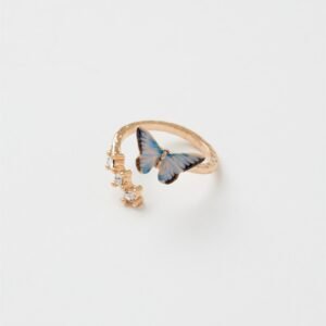 Fable Enamel Blue Butterfly Ring