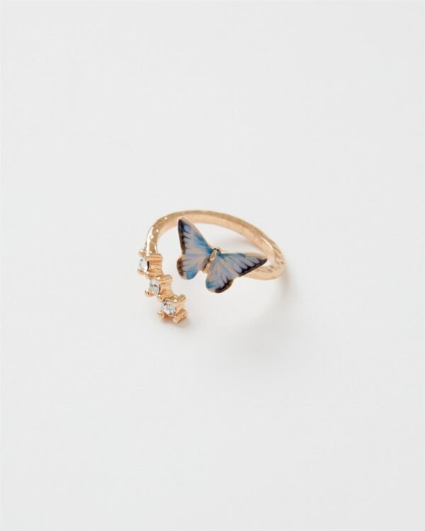 Fable Enamel Blue Butterfly Ring