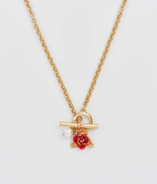 Fable English Rose Pearl Gold Chain Necklace